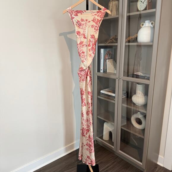 Reformation Anaiis Silk Maxi Dress NEW Cameo Rose Sleeveless Cowl Neck Size 2 - Picture 2 of 7